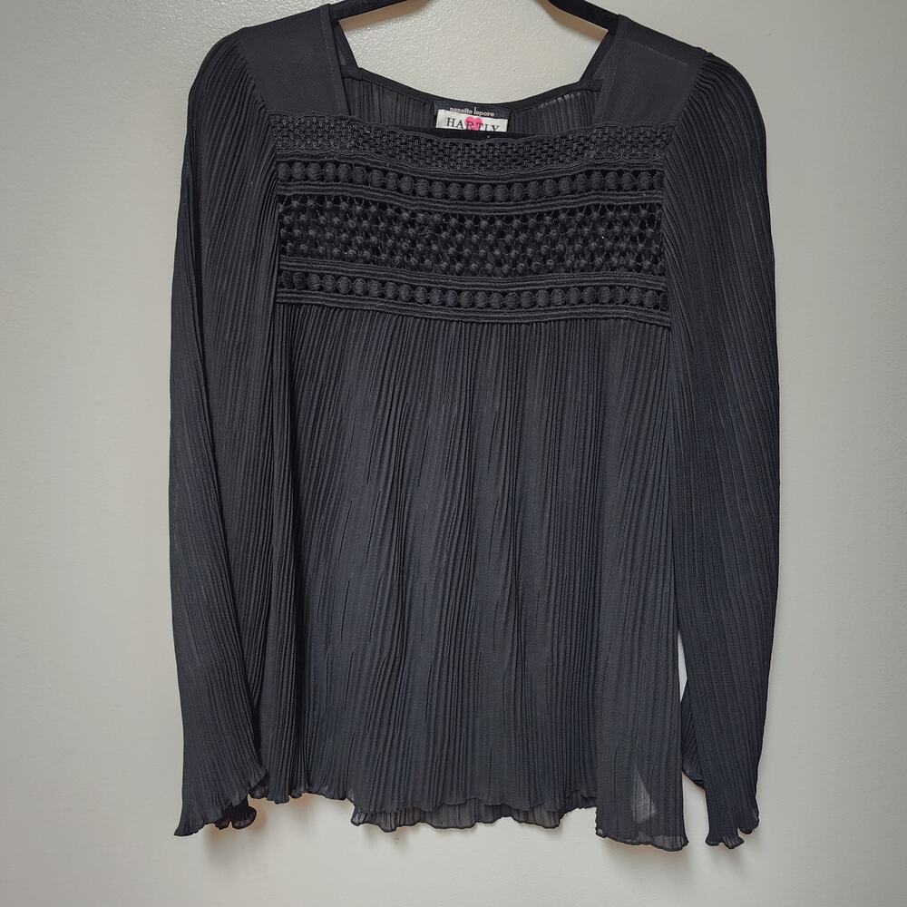 Nanette Lapore Black Pleated Blouse Size 6